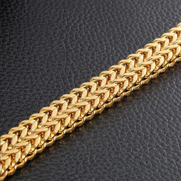 18K Gold Mens Franco Chain Link Bracelet Retro Style Guys 18 Karat K Jewelry NEW - Picture 7 of 11